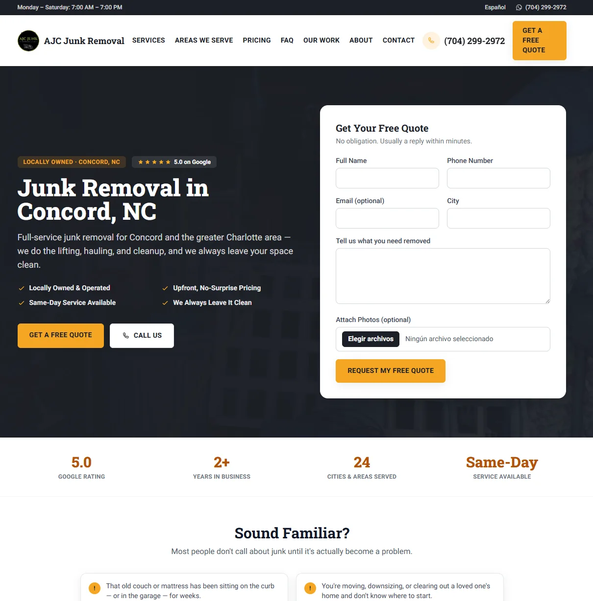Website we built for AJC Junk Removal
